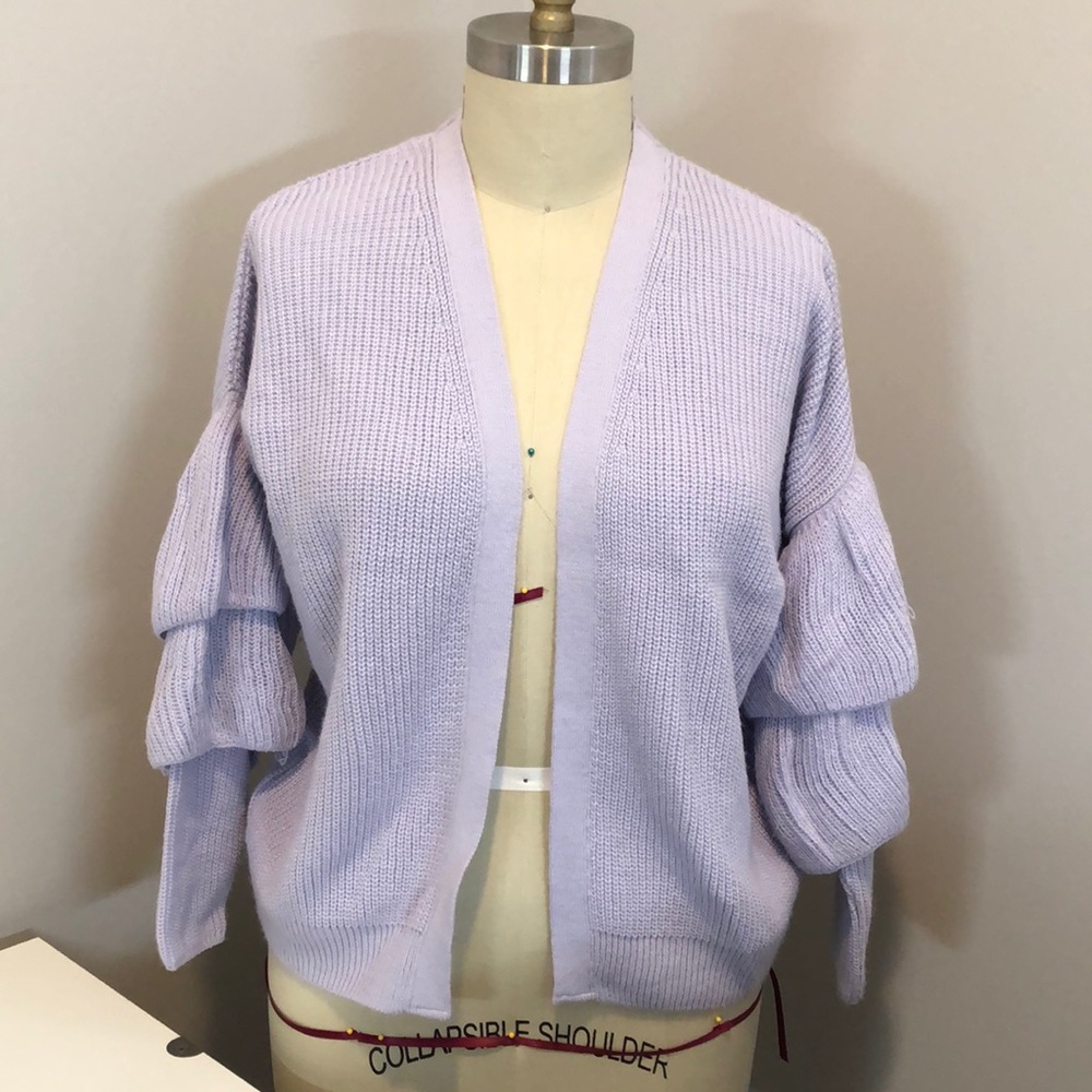 Topshop Lavender Ruffles Sleeve Sweater Cardigan